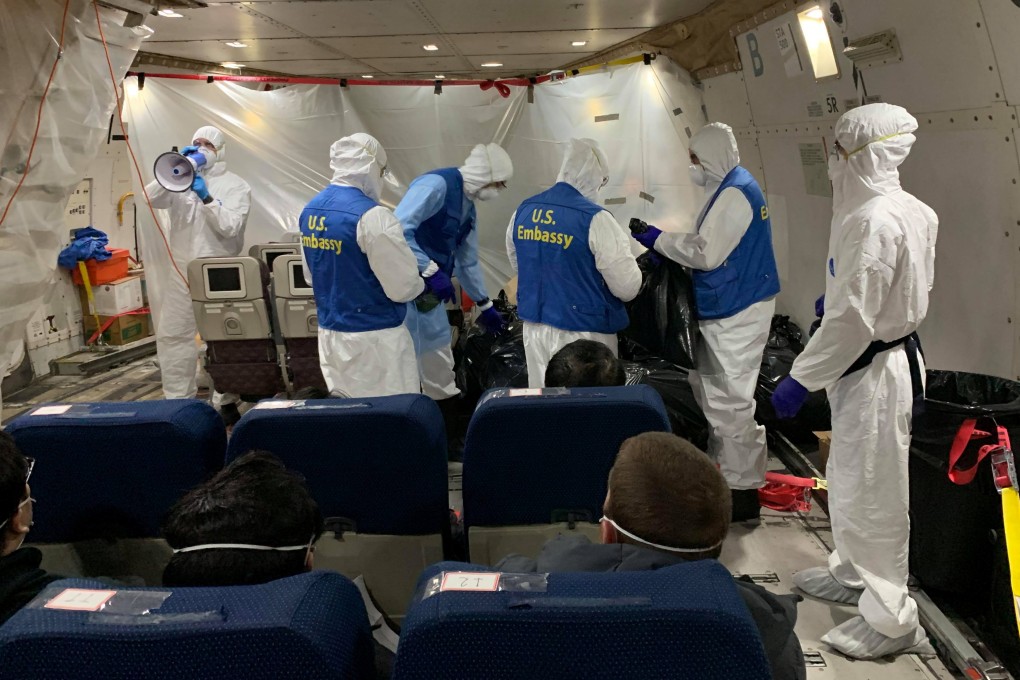 There was little in the way of inflight entertainment for the American citizens evacuated from Wuhan this week. Photo: Reuters