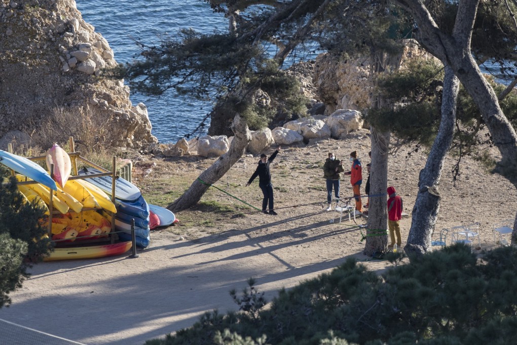 People play games at a quarantine centre in Carry-le-Rouet, southern France. Photo: AP