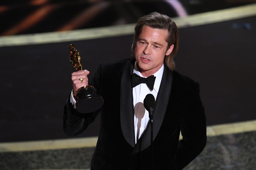 Brad Pitt accepts the award for actor in a supporting role for Once Upon a Time … in Hollywood at the 2020 Oscars. Photo: Kevin Winter/Getty Images/TNS