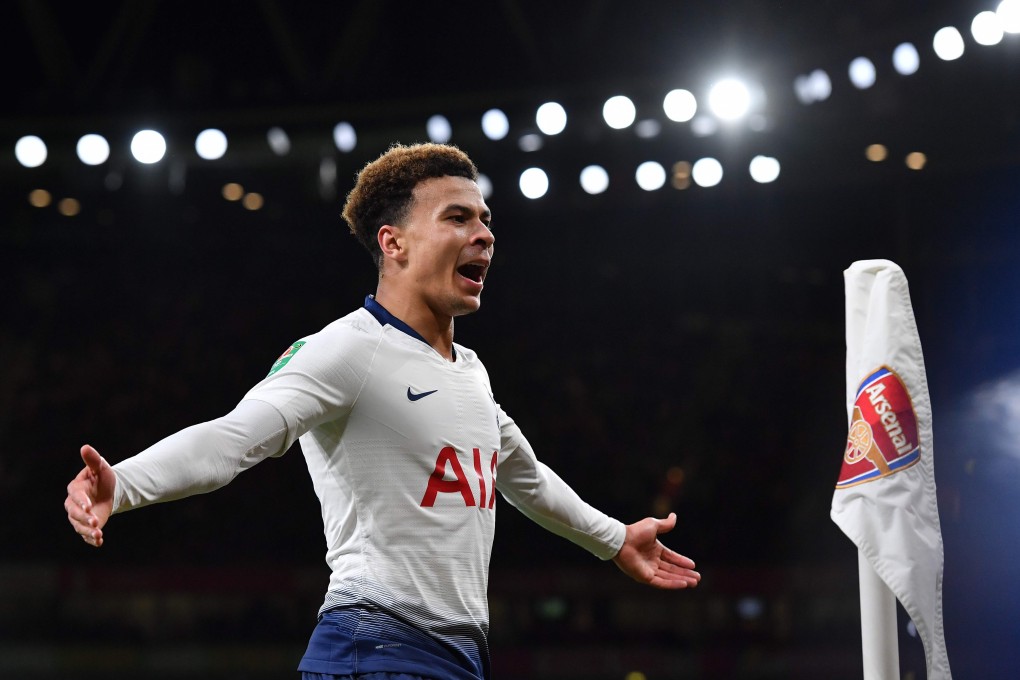 Tottenham Hotspur's English midfielder Dele Alli celebrates scoring against Arsenal in 2018. Photo: AFP