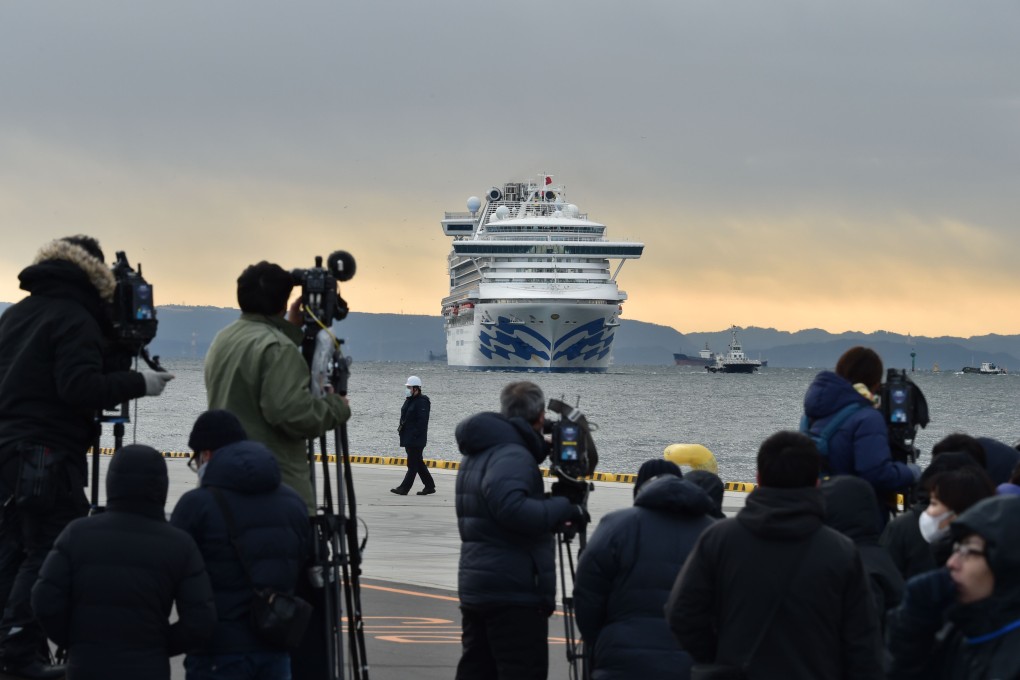 The Diamond Princess cruise ship with over 3,000 people on board arrives at Yokohama port on February 6. Photo: AFP
