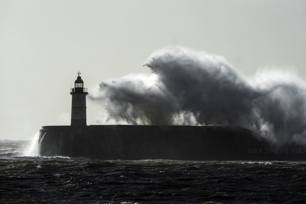 A lighthouse in Newhaven, East Sussex, in Britain on Monday as Storm Ciara passes through the country. Photo: EPA-EFE