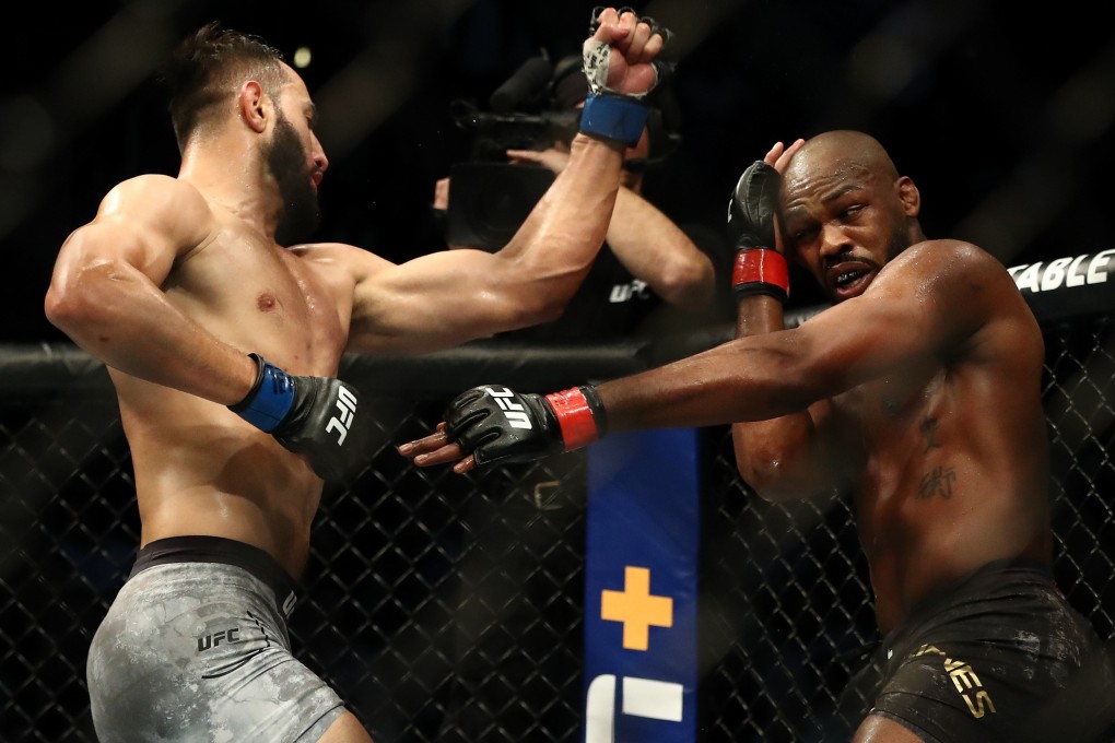 Dominick Reyes (left) and Jon Jones share some exchanges during their UFC 247 headline event in Houston, Texas. Photo: AFP