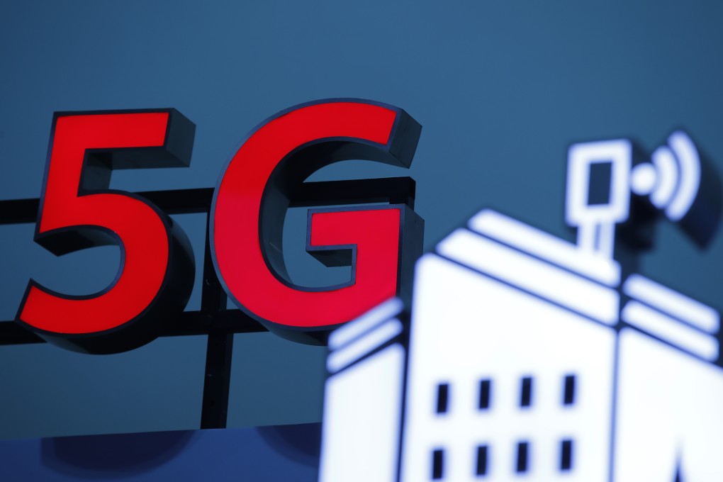 An illuminated 5G logo is displayed during the 10th Global mobile broadband forum hosted by Chinese tech giant Huawei in Zurich on October 15, 2019. Photo: AFP