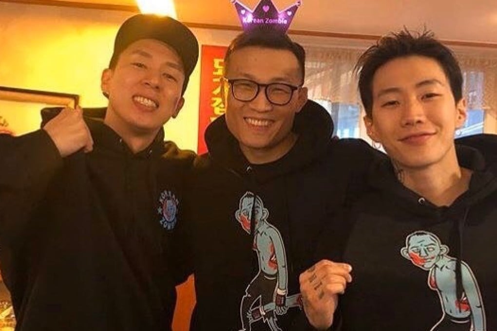 Jay Park (right) with ‘The Korean Zombie’ Jung Chan-sung (centre) and DJ Pumkin in Busan. Photo: Instagram