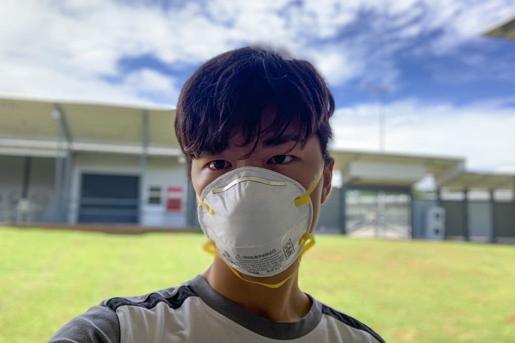 TikTok user Daniel Ou Yang at the quarantine facility on Christmas Island, Australia, on Monday. He will remain there for 14 days. Photo: Daniel Ou Yang