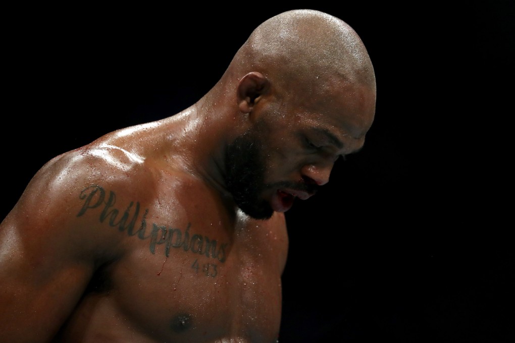 Jon Jones walks to his corner during his light heavyweight title fight against Dominick Reyes at UFC 247 last weekend. Photo: Getty Images via AFP