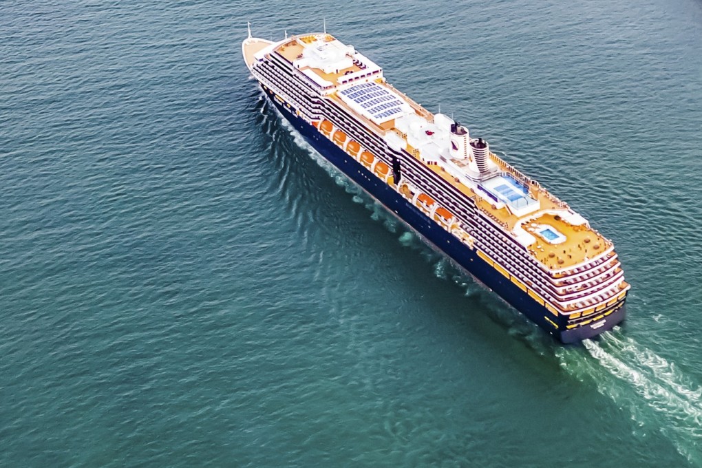 An aerial view of the MS Westerdam as it left Hong Kong on February 1. Photo: Handout