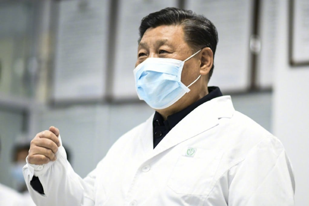 President Xi Jinping visits Ditan Hospital on Monday. He has been mostly absent from view during the crisis. Photo: Xinhua