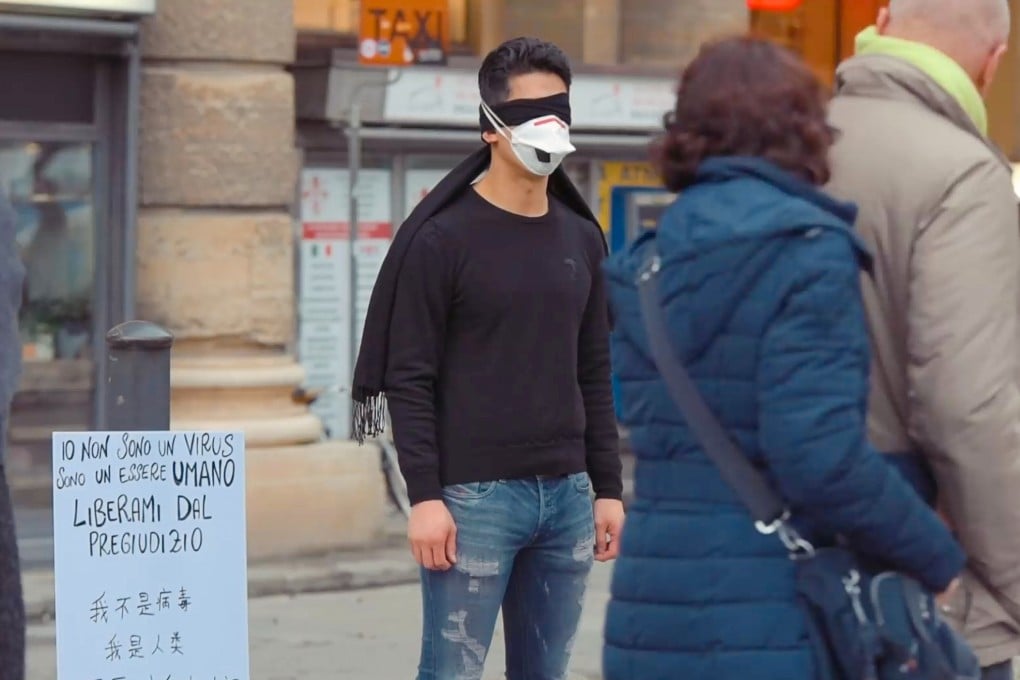 Massimiliano Martigli Jiang makes his point in a video that has received wide media coverage in Italy. Photo: Handout