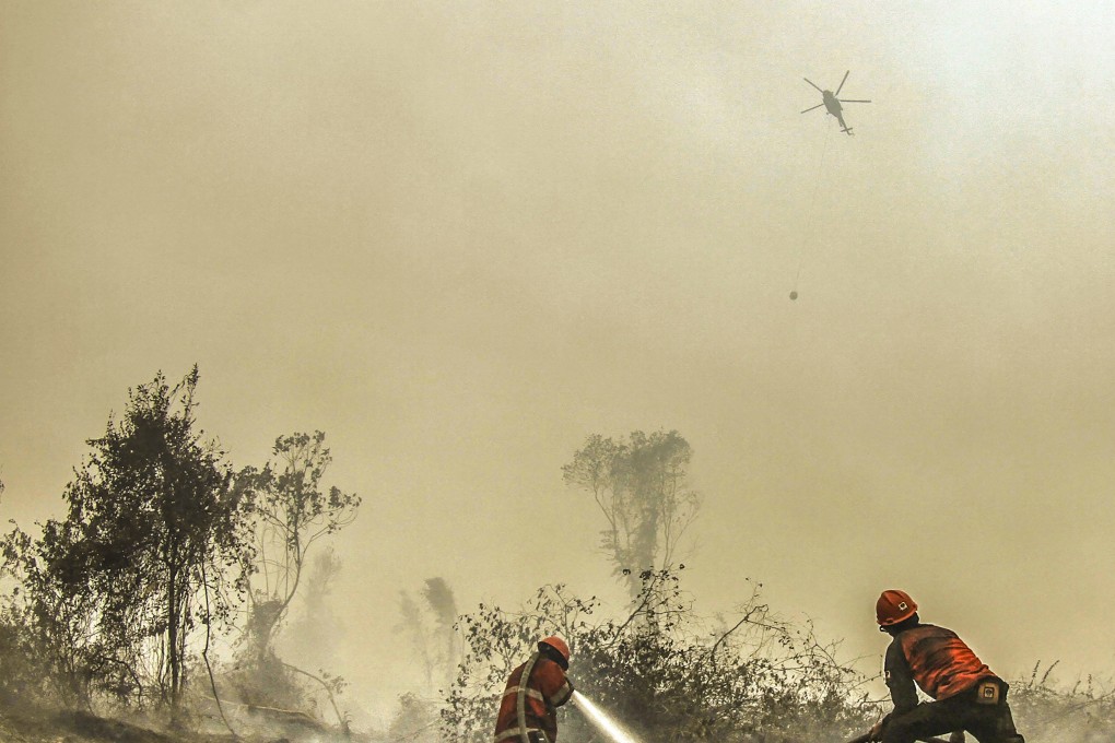 Looks familiar? No, it’s not Australia. It’s firefighters battling againsta forest fire in Kampar, Riau province, Indonesia. Photo: AP