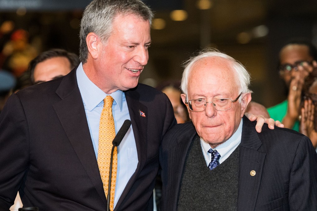 New York City Mayor Bill de Blasio with Senator Bernie Sanders. Photo: TNS