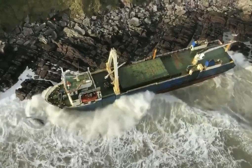 The abandoned cargo ship the MV Alta, that has washed up on the coast of County Cork, near Ballycotton, southern Ireland. Photo: AP