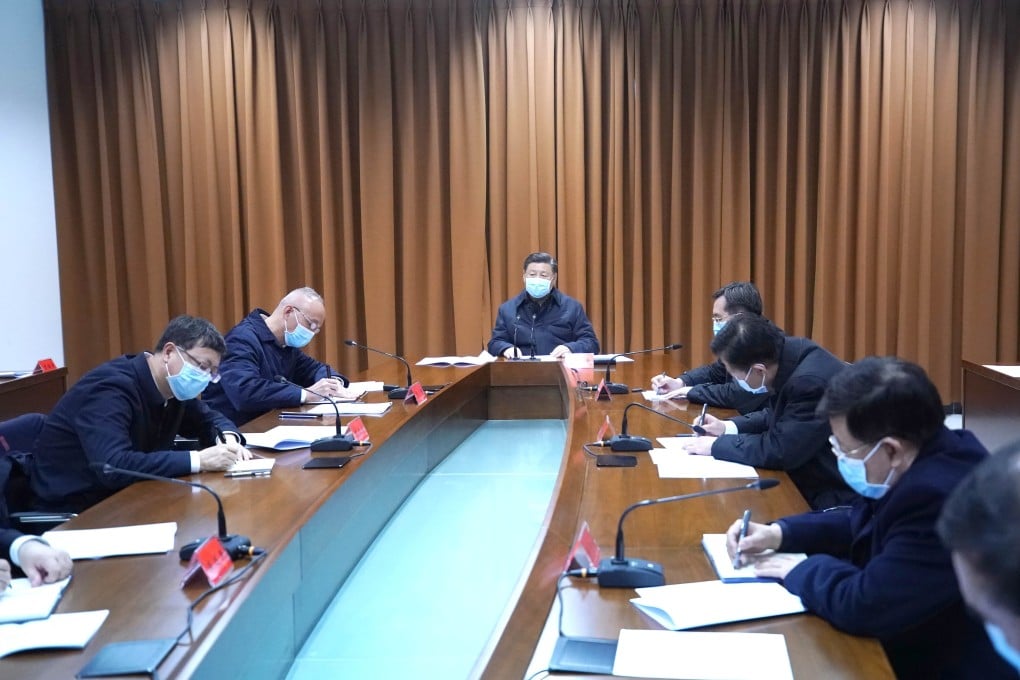 President Xi Jinping presides over a meeting and listens to report on epidemic prevention and control work in Beijing on February 10. Photo: Xinhua