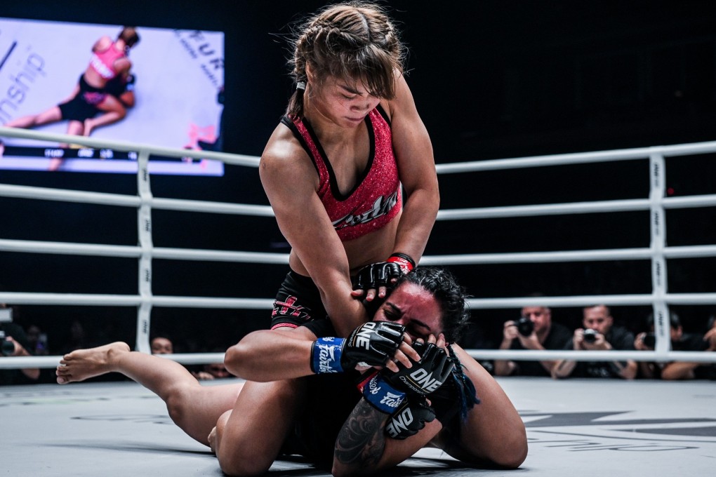 Stamp Fairtex pummels Puja Tomar in Bangkok. She will headline the ‘King of the Jungle’ card in Singapore. Photos: One Championship