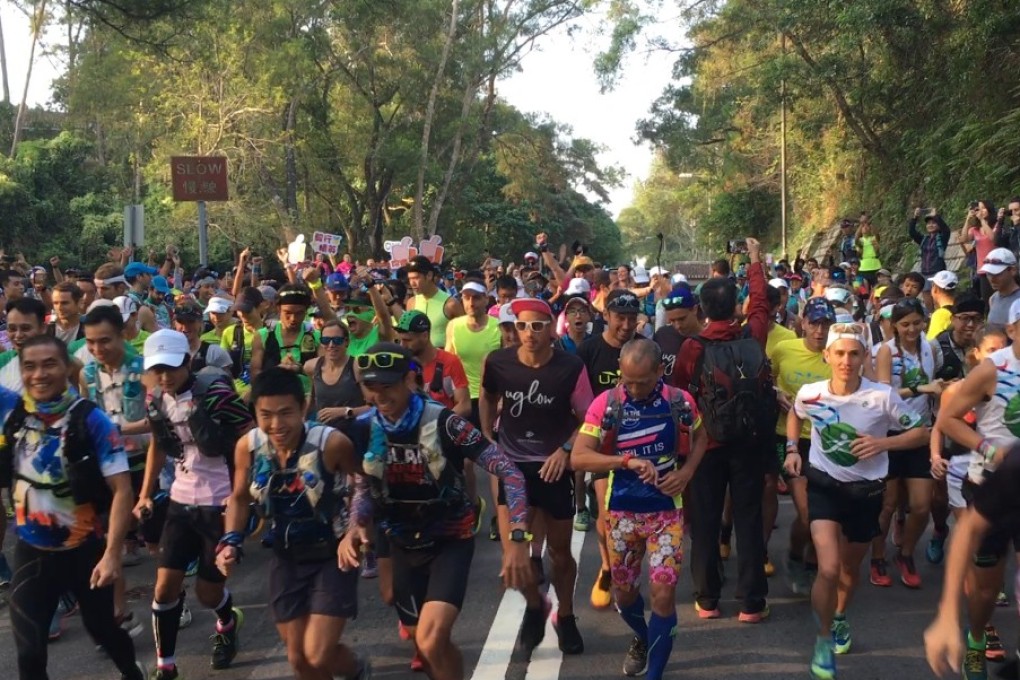 Hundreds of runners take on the Oxfam Trailwalker 2019, despite it being cancelled due to the ongoing protests, marking the first of many unofficial races. Photo: Mark Agnew