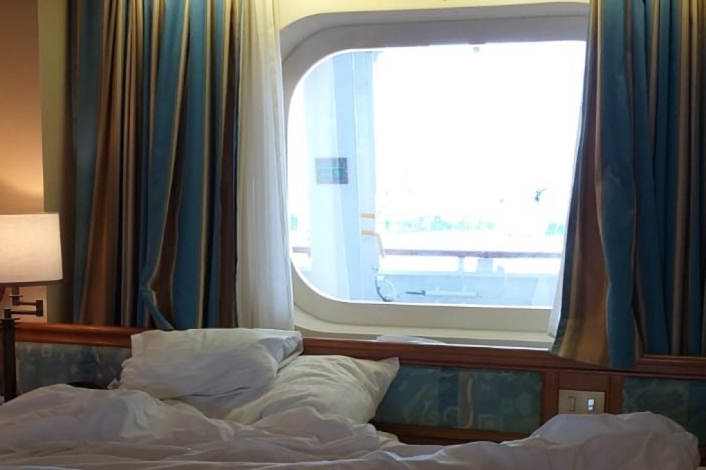 A photo of a cabin with a window that cannot be opened on board the Diamond Princess, provided by a passenger.