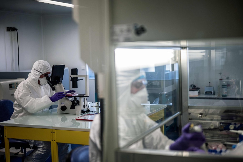 Scientists at the VirPath university laboratory in Lyon, France, research a coronavirus treatment. Photo: AFP