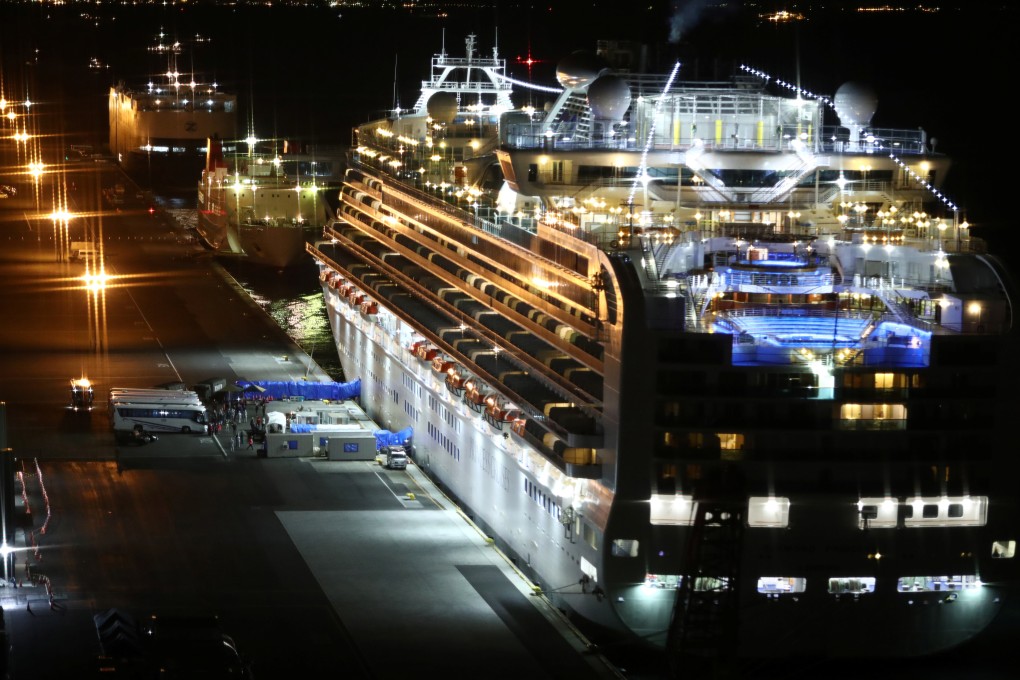 The cruise ship Diamond Princess in Yokohama, south of Tokyo, Japan on Thursday. Photo: Reuters
