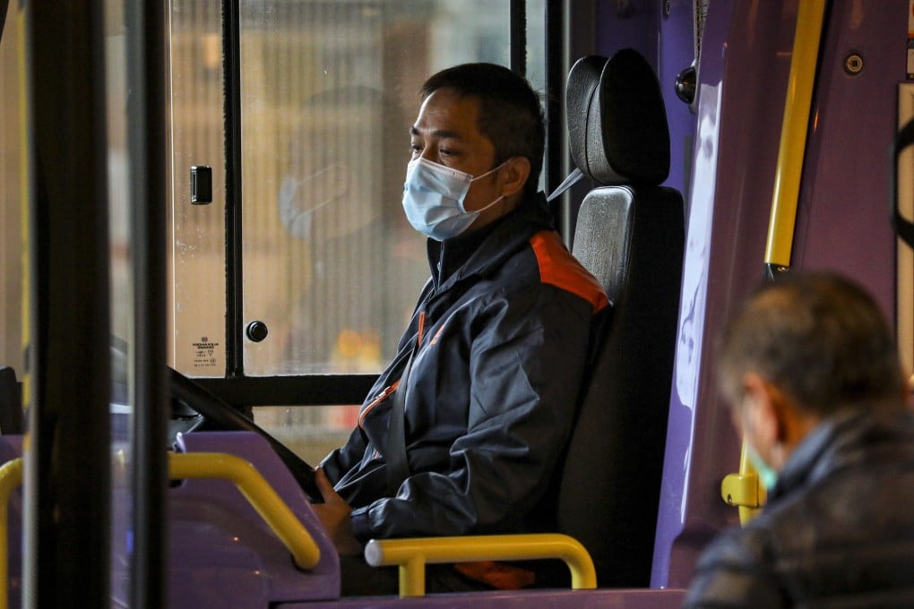 A bus driver seen wearing a surgical mask in Admiralty. Photo: Dickson Lee