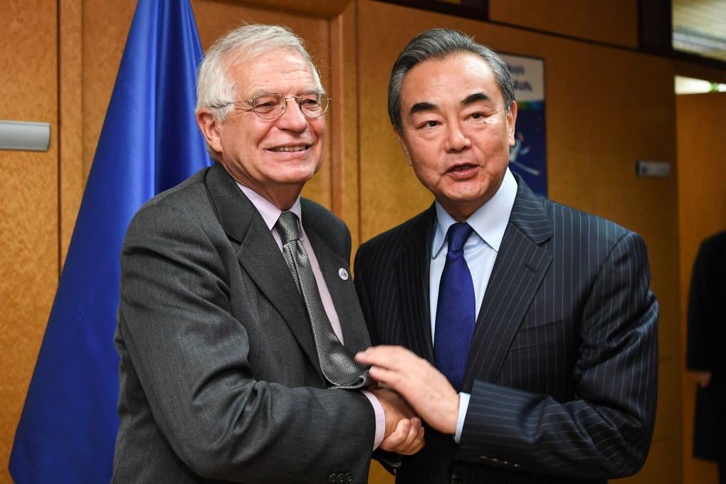 EU foreign policy chief Josep Borrell with Chinese Foreign Minister Wang Yi on the sidelines of the Asia-Europe Meeting in Madrid, Spain, last December 16. Photo: Xinhua