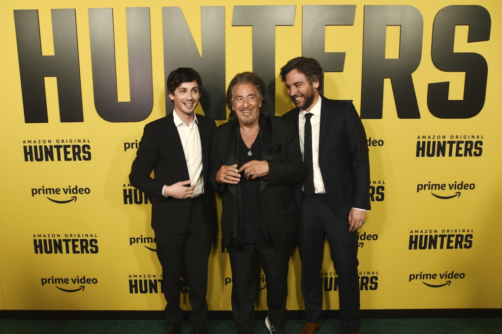 Logan Lerman, Al Pacino and Josh Radnor, cast members in the Amazon Prime Video series ‘Hunters’. Photo: AP Photo