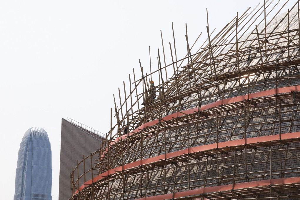 Bamboo scaffolding is erected around the Hong Kong Space Museum, in Tsim Sha Tsui. Photo: Felix Wong