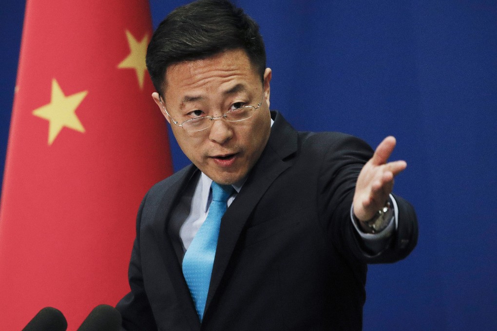 Chinese foreign ministry spokesman Zhao Lijian at a briefing in Beijing on Monday. Photo: AP