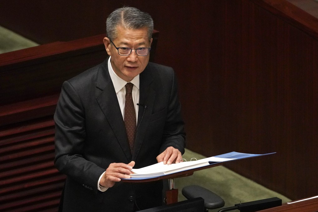 Hong Kong’s Financial Secretary Paul Chan delivers his annual budget speech at the Legislative Council in Hong Kong on Wednesday. Photo: AP