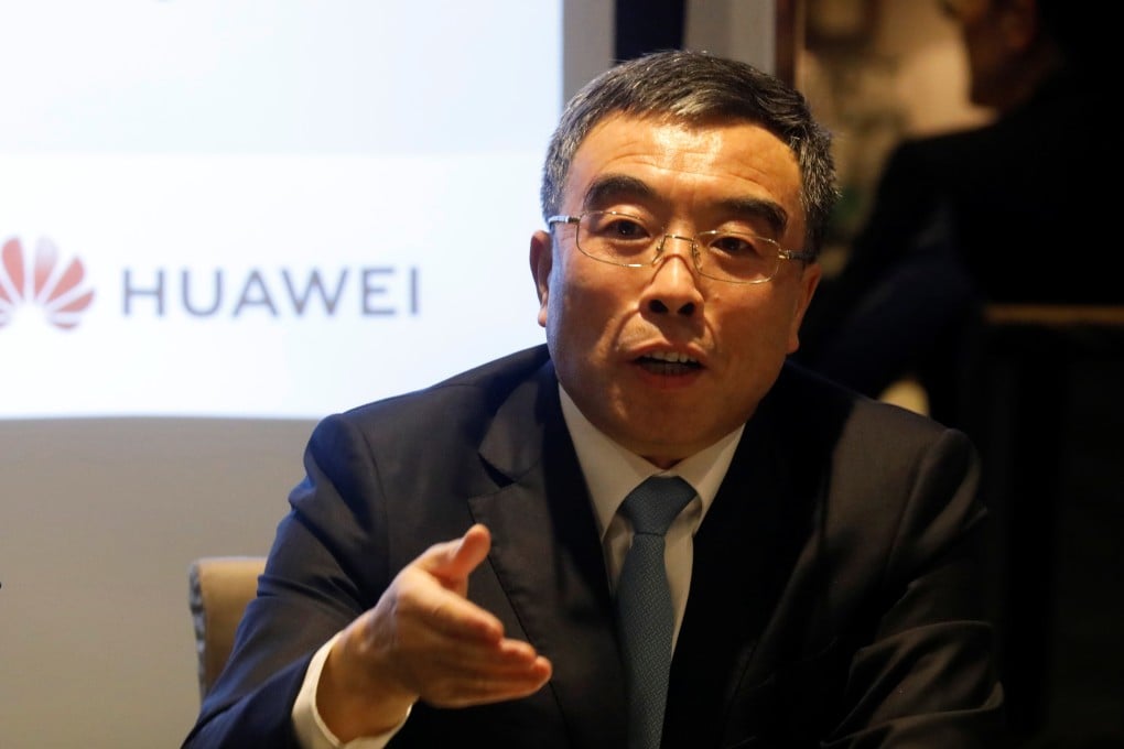 Huawei Technologies Chairman Liang Hua speaks during a news conference in Paris, France, on Thursday. Photo: Reuters
