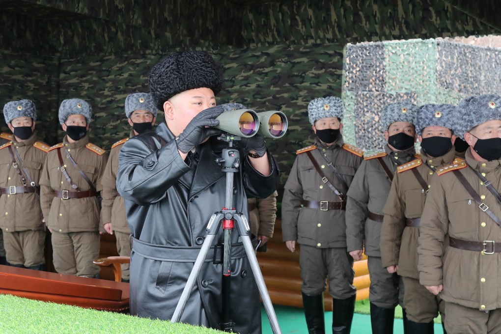 North Korean leader Kim Jong-un attends a Korean People's Army drill in North Korea on Friday. Photo: KCNA via Reuters
