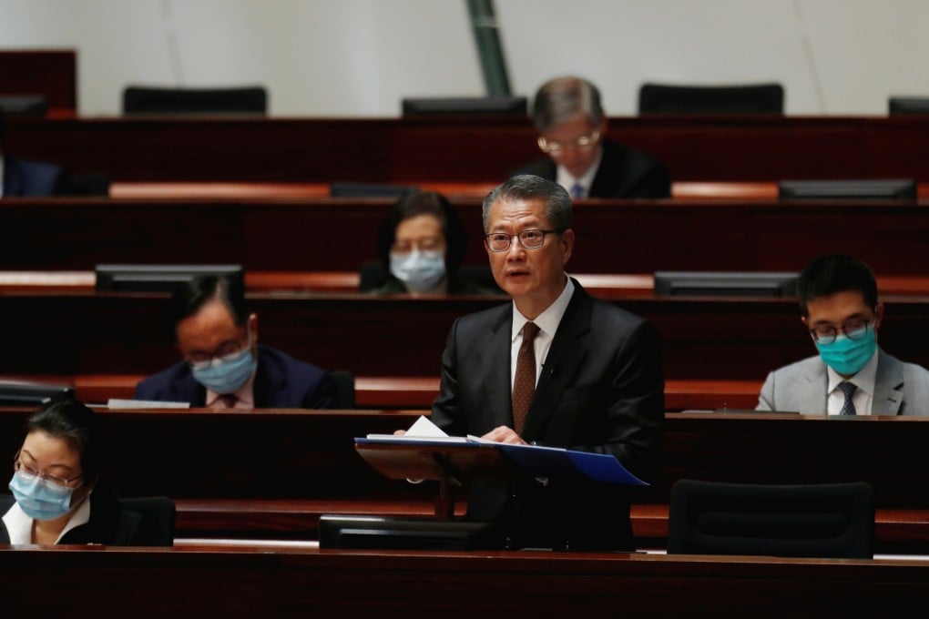 Hong Kong Financial Secretary Paul Chan delivers the budget speech at the Legislative Council on February 26. Photo: Reuters