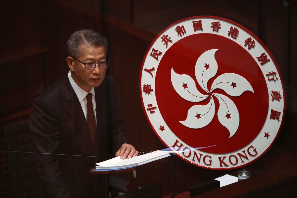 Financial Secretary Paul Chan Mo-po delivers the 2020-21 budget at the Legislative Council in Tamar, Admiralty, on February 26. Photo: Winson Wong