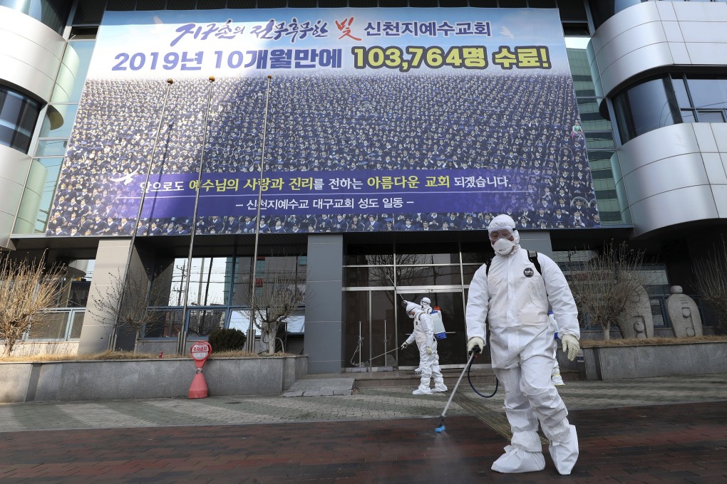 The Shincheonji church in Daegu has been linked to a cluster of infections. Photo: Yonhap via AP