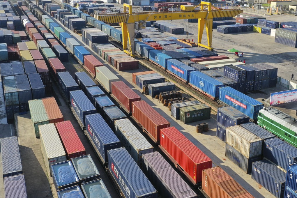 The China-Europe freight train waiting for departure at Xiangtang railway port in Nanchang, east China's Jiangxi Province. Photo: Xinhua