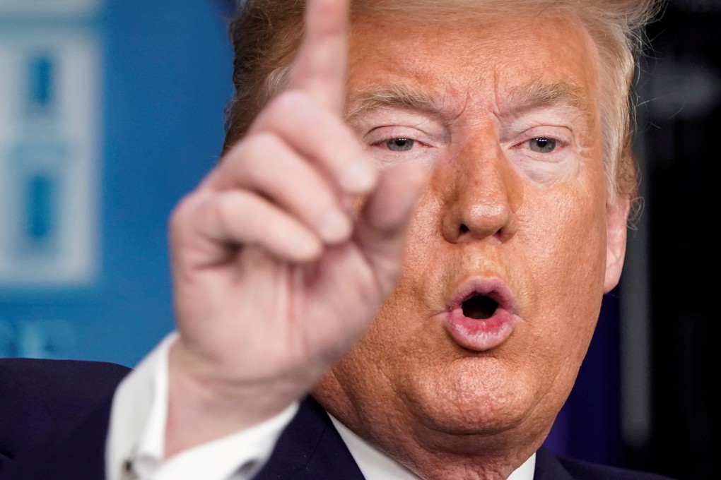 US President Donald Trump takes a question during a news conference on the coronavirus outbreak, at the White House on Saturday. Photo: Reuters