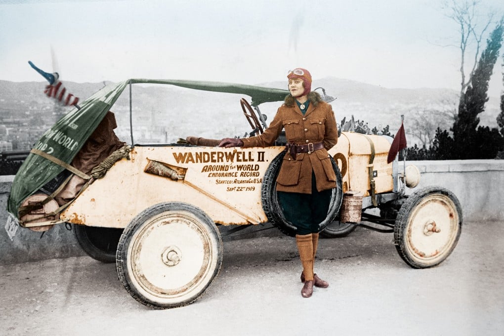 Aloha Wanderwell in Barcelona, during her attempt to drive a motor car around the world, having set off from Atlanta, in the United States, in September 1919. Photo: Getty Images