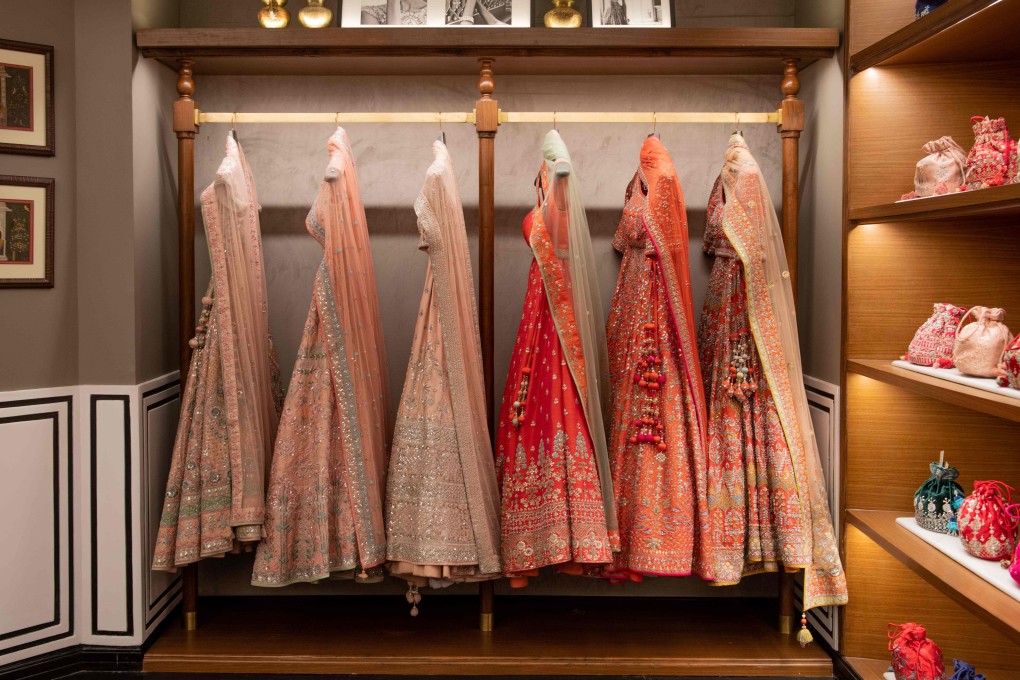 Bridal dresses and accessories by Indian fashion designer Anita Dongre at her store in Mumbai. Photo: AFP