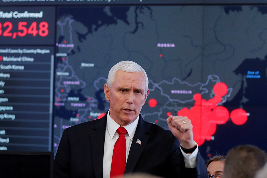 US Vice-President Mike Pence speaks during a tour of the ‘secretary's operation centre’ following a coronavirus task force meeting at the Department of Health and Human Services (HHS) in Washington. Photo: Reuters