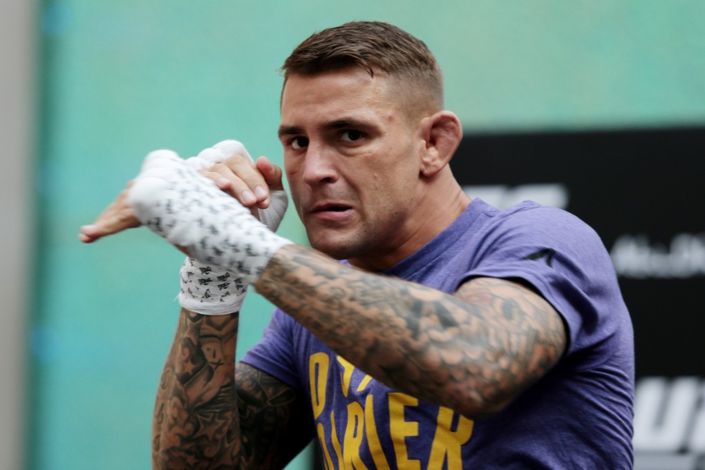 Dustin Poirier during an open workout in Abu Dhabi. Photo: Reuters
