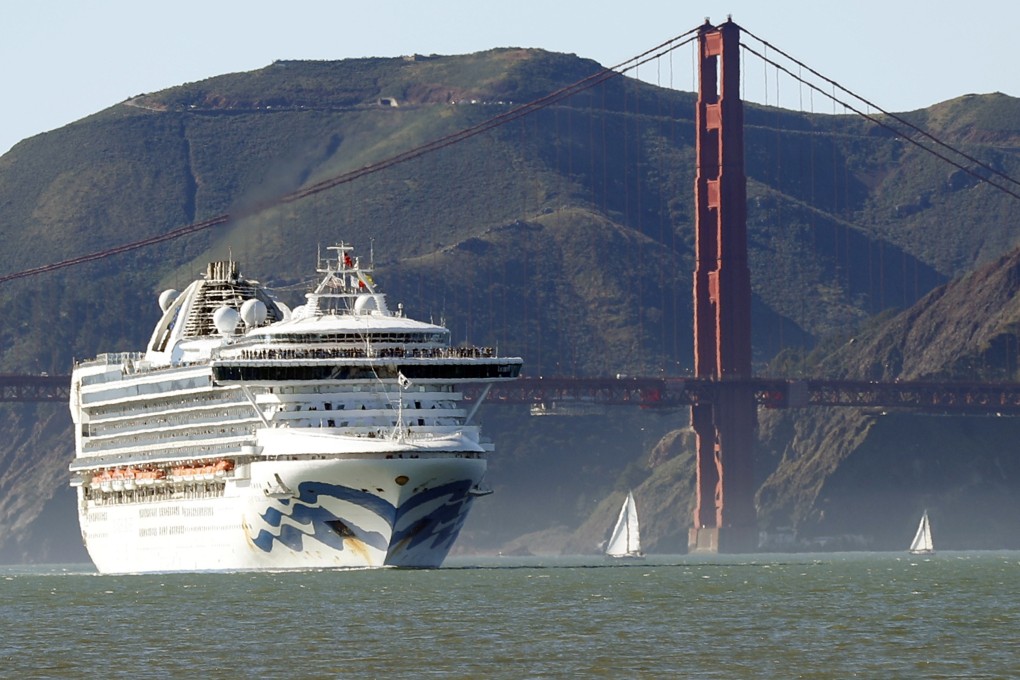 The Grand Princess cruise ship passes the Golden Gate Bridge as it arrives from Hawaii in San Francisco last month. Photo: AP