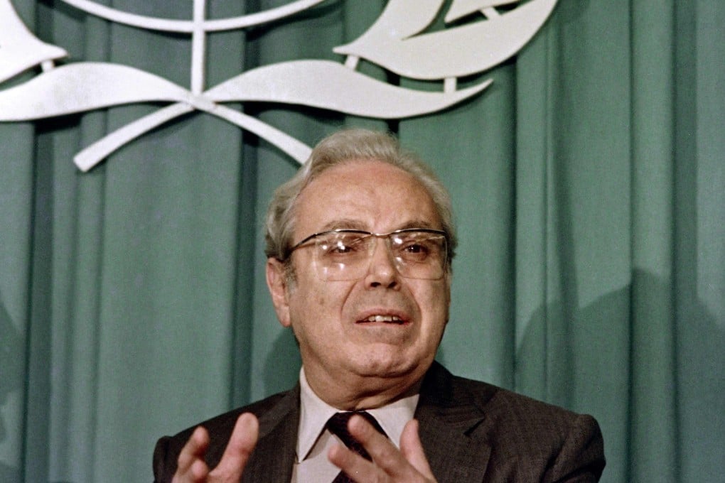 Former UN chief Javier Perez de Cuellar was known for his peacemaking efforts including brokering a ceasefire in the Iran-Iraq war. File photo: AFP