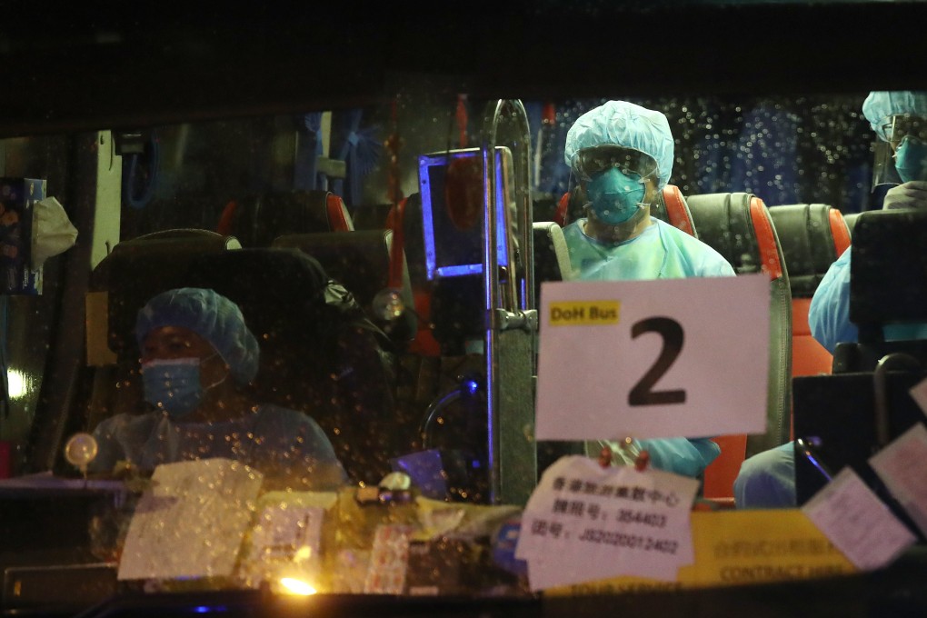Hong Kong citizens evacuated from Wuhan are transferred from the Hong Kong International Airport in Chek Lap Kok to Chun Yeung Estate in Fo Tan for quarantine. Photo: Winson Wong