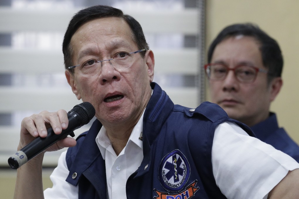 Philippine health secretary Francisco Duque speaks during a media briefing about the country’s response to the coronavirus outbreak. The country has recorded its fifth confirmed case. Photo: AP