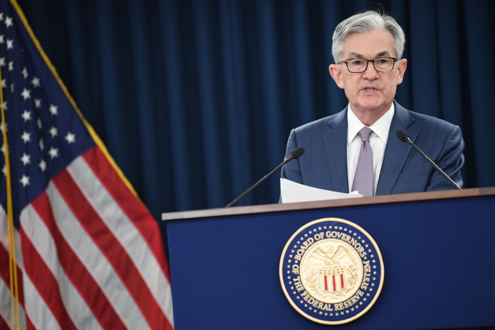 US Federal Reserve Chairman Jerome Powell gives a press briefing after the announcement the Fed will cut interest rates on Tuesday. Photo: AFP