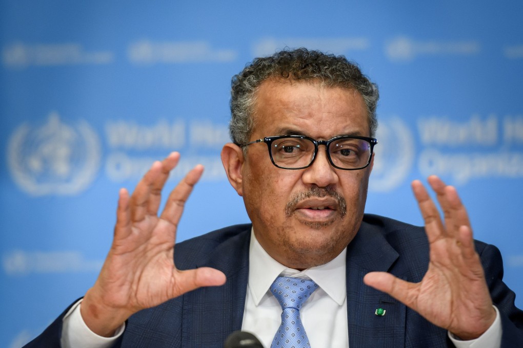World Health Organisation Director General Tedros Adhanom Ghebreyesus gestures during a press briefing on in Geneva on Monday. Photo: AFP