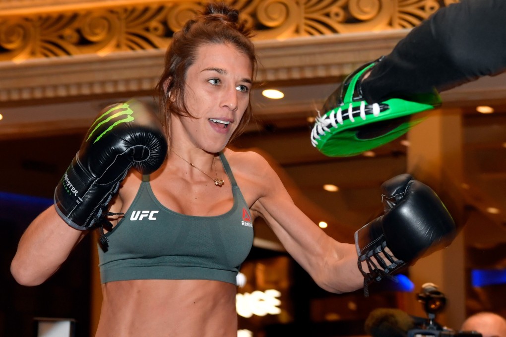 Joanna Jedrzejczyk during her UFC 248 open workout. Photo: Jeff Bottari/Zuffa LLC via Getty Images