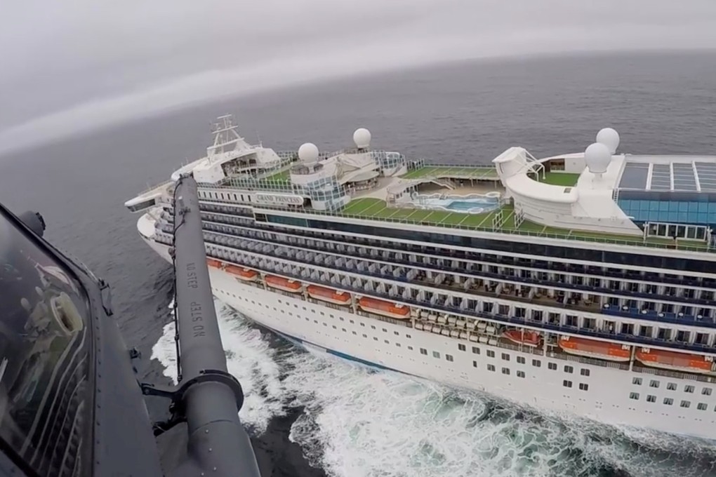 US airmen deliver coronavirus test kits to the Grand Princess cruise ship off the coast of California. Photo: Reuters