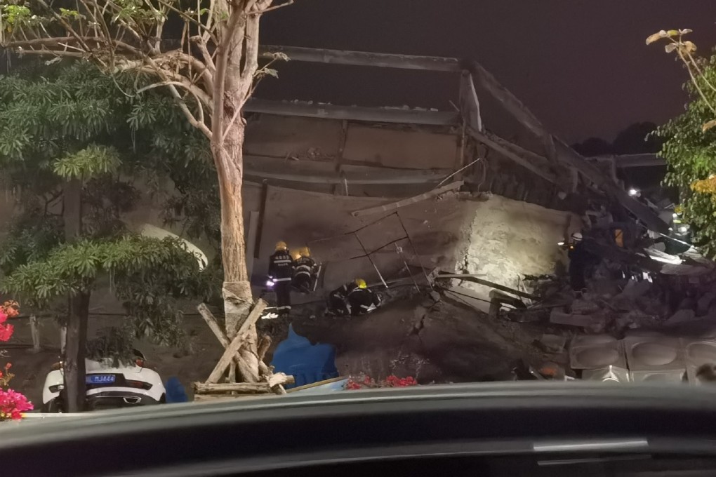 A five-storey hotel collapsed in Quanzhou, Fujian province, on Saturday night. Photo: ifeng