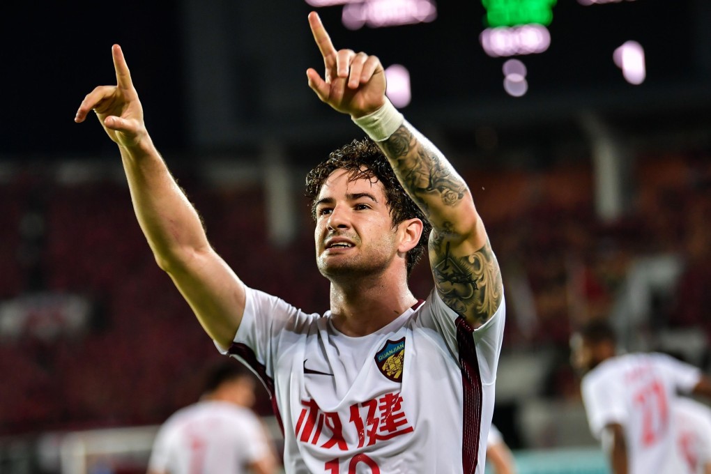 Alex Pato celebrates scoring in the 2018 AFC Champions League against Guangzhou Evergrande when the club was known as Tianjin Quanjian. Photo: AFP